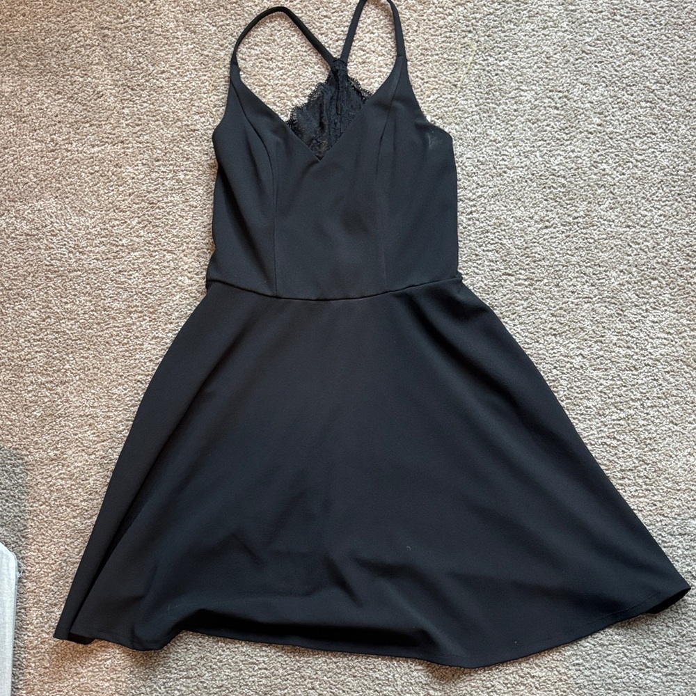Speechless Black Lace Detail Mini Dress